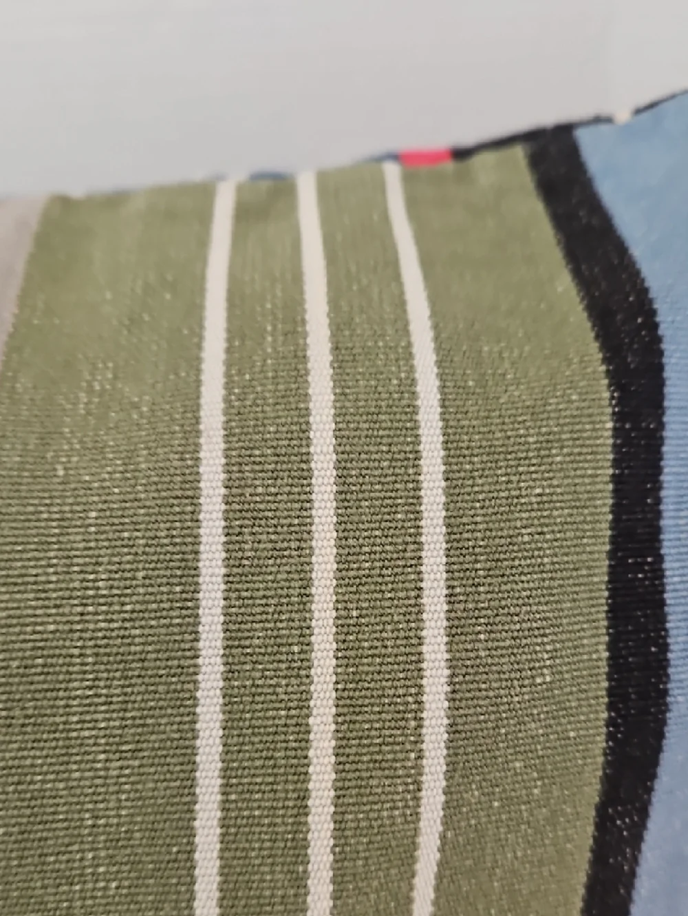 Pottery Barn Teen North Shore Blue Olive Green Striped Standard Pillow Sham Set
